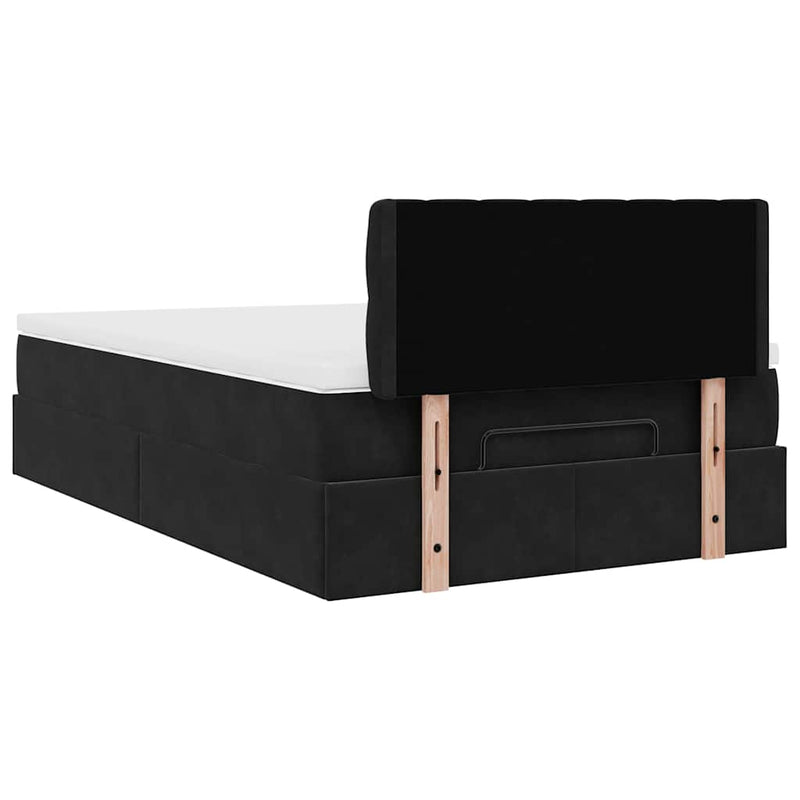 Ottoman Bed with Mattress Black King Single Velvet