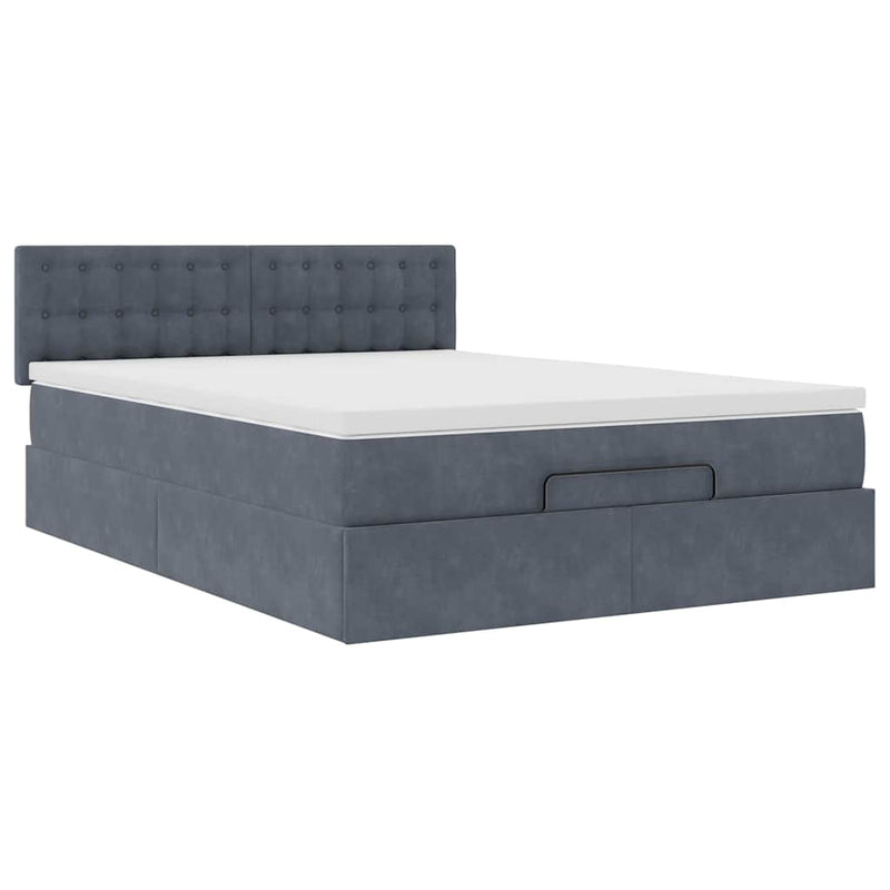 Ottoman Bed with Mattress Dark Grey Double Velvet