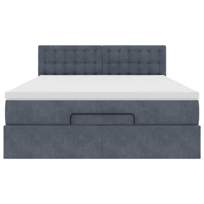 Ottoman Bed with Mattress Dark Grey Double Velvet