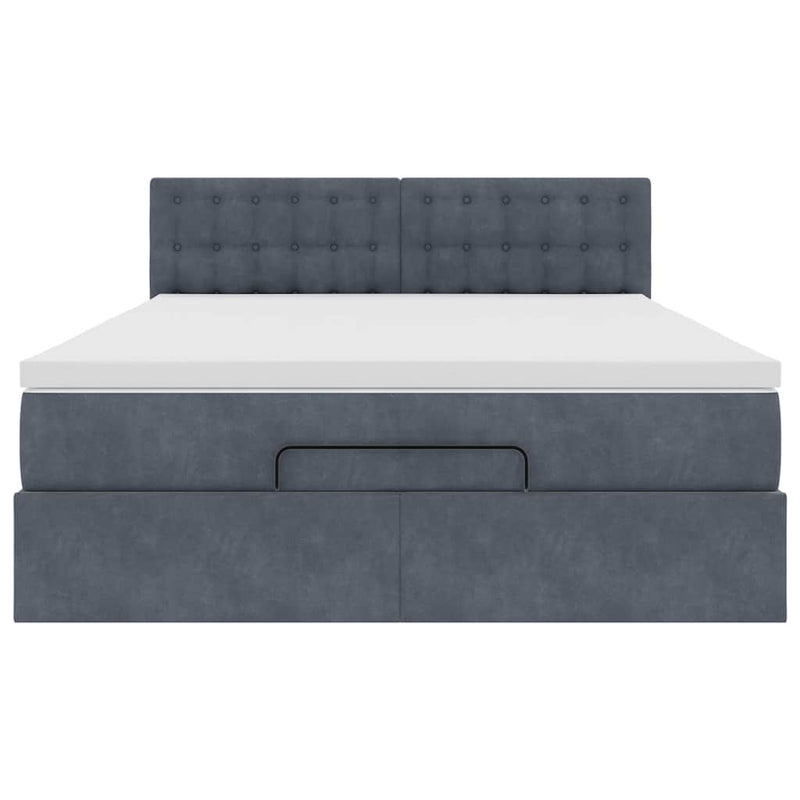 Ottoman Bed with Mattress Dark Grey Double Velvet