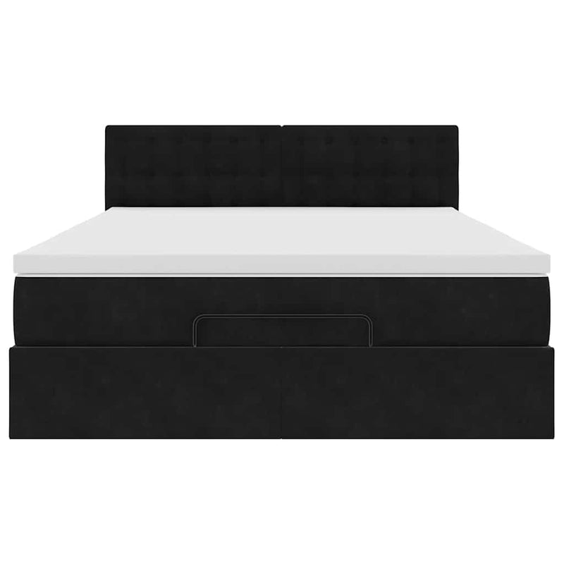 Ottoman Bed with Mattress Black Double Velvet
