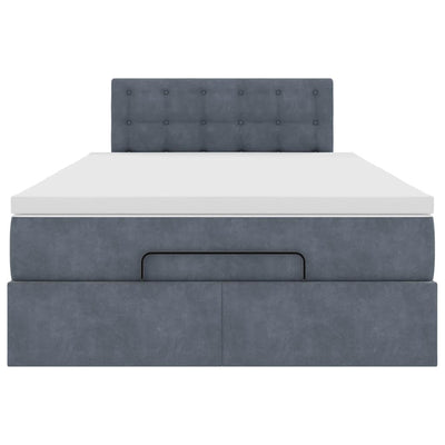 Ottoman Bed with Mattress Dark Grey King Single Velvet