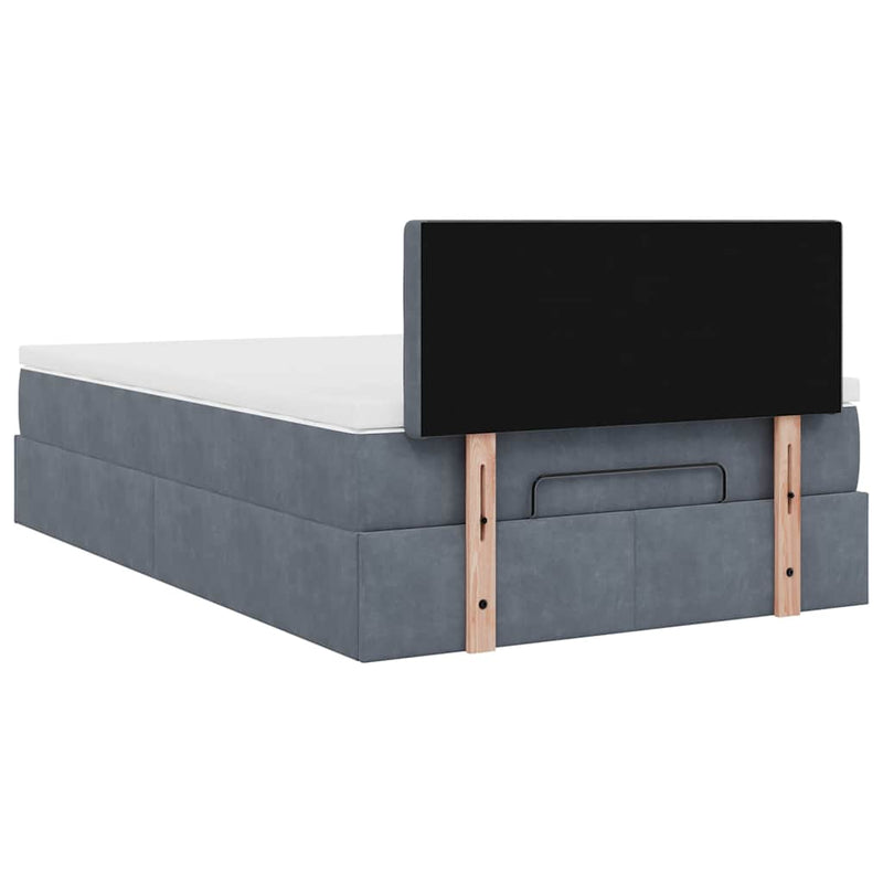 Ottoman Bed with Mattress Dark Grey King Single Velvet