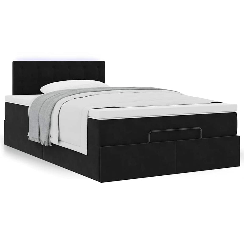 Ottoman Bed with Mattress Black King Single Velvet