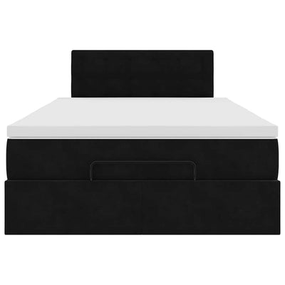 Ottoman Bed with Mattress Black King Single Velvet