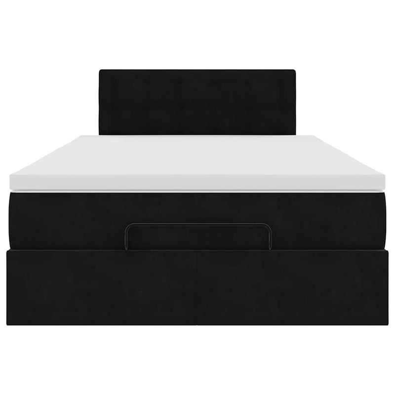 Ottoman Bed with Mattress Black King Single Velvet