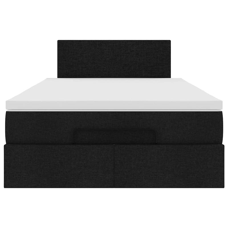 Ottoman Bed with Mattress & LEDs Black King Single Fabric