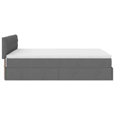 Ottoman Bed with Mattress & LEDs Dark Grey Double Fabric