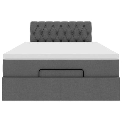 Ottoman Bed with Mattress & LEDs Dark Grey King Single Fabric