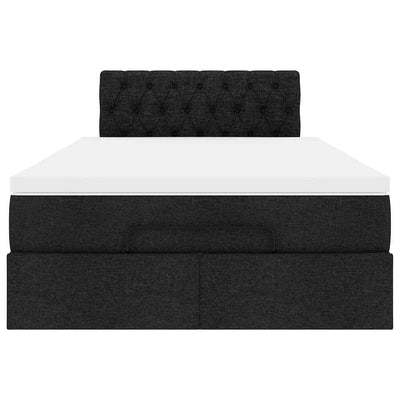 Ottoman Bed with Mattress & LEDs Black King Single Fabric