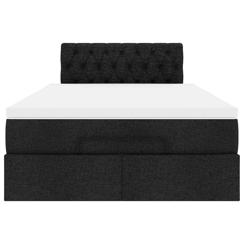 Ottoman Bed with Mattress & LEDs Black King Single Fabric