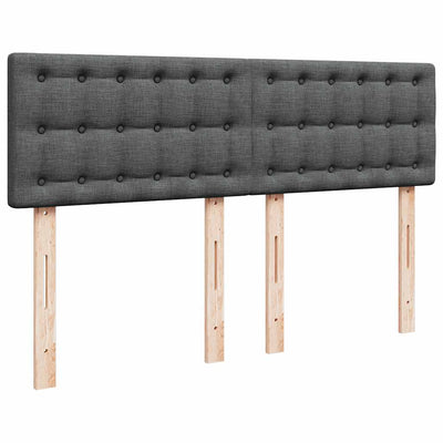 Ottoman Bed with Mattress & LEDs Dark Grey Queen Fabric