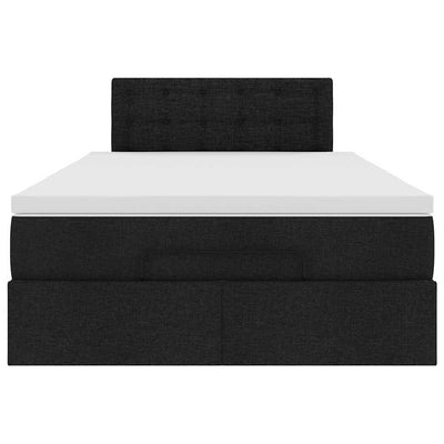 Ottoman Bed with Mattress & LEDs Black King Single Fabric