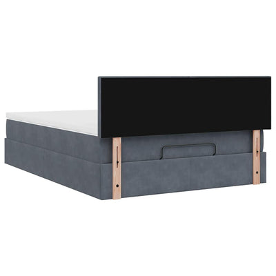 Ottoman Bed with Mattress & LEDs Dark Grey Queen Velvet