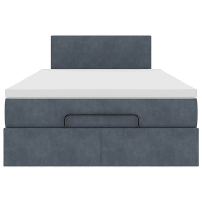 Ottoman Bed with Mattress & LEDs Dark Grey King Single Velvet