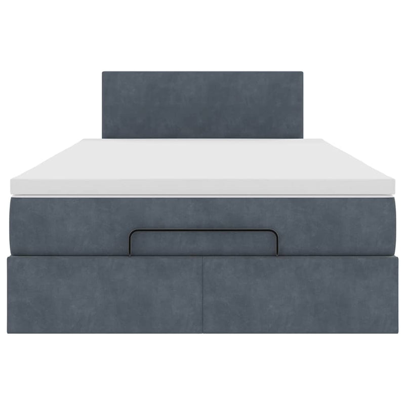 Ottoman Bed with Mattress & LEDs Dark Grey King Single Velvet