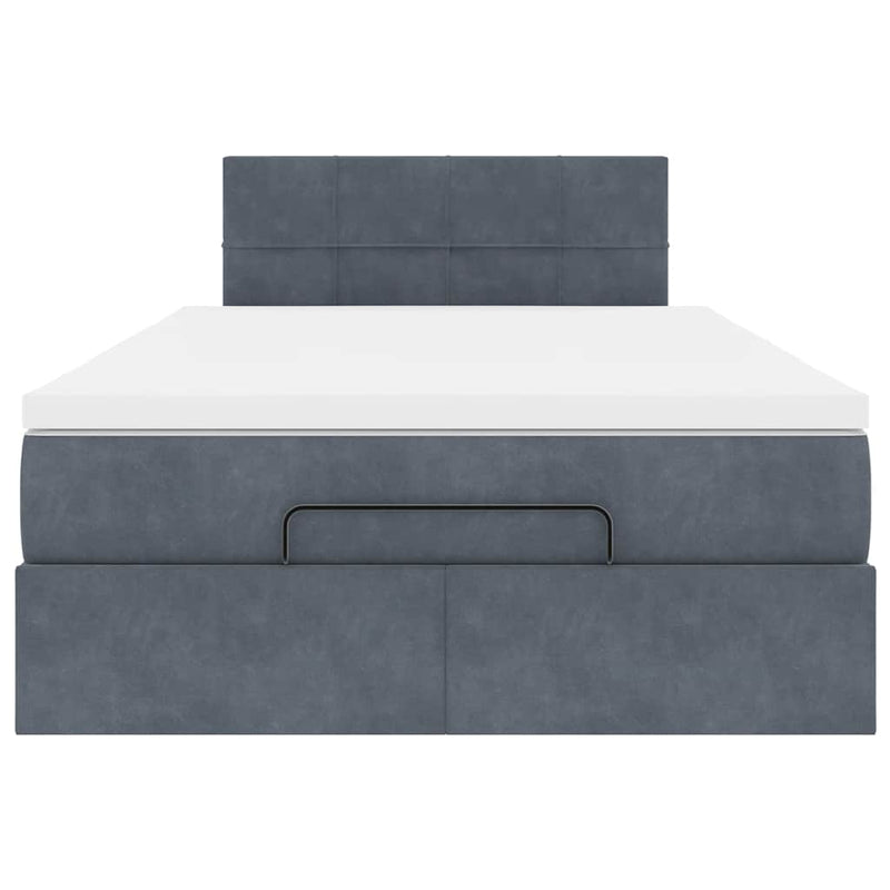 Ottoman Bed with Mattress & LEDs Dark Grey King Single Velvet