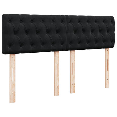 Ottoman Bed with Mattress & LEDs Black Double Velvet