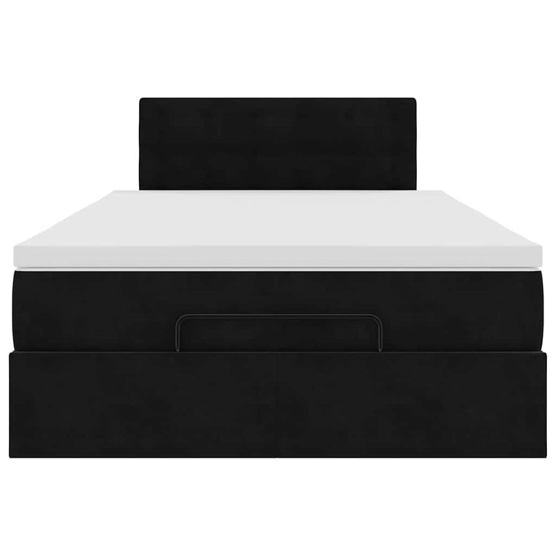 Ottoman Bed with Mattress & LEDs Black King Single Velvet