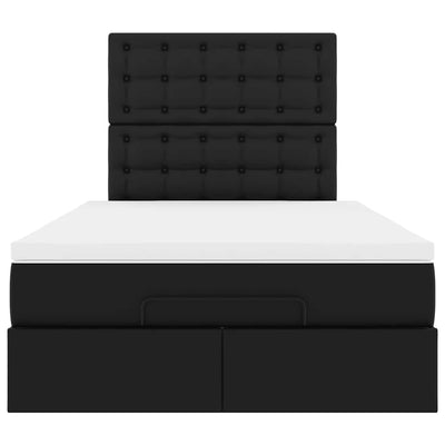 Ottoman Bed with Mattress Black King Single Faux Leather