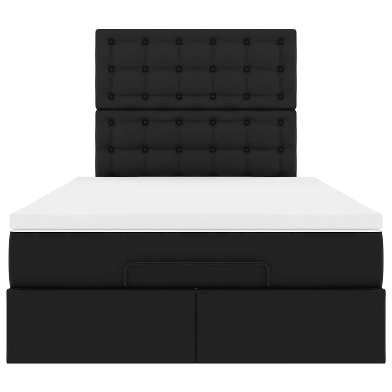 Ottoman Bed with Mattress Black King Single Faux Leather