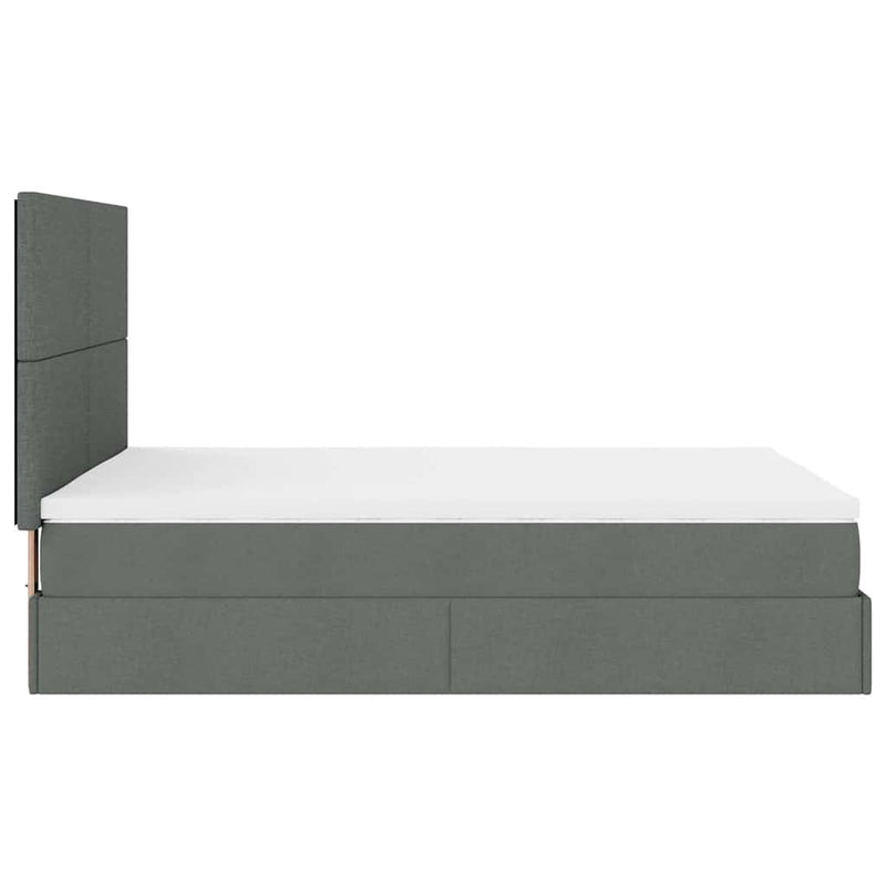 Ottoman Bed with Mattress Dark Grey Double Fabric