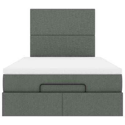 Ottoman Bed with Mattress Dark Grey King Single Fabric