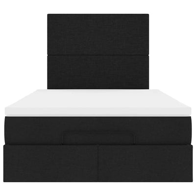 Ottoman Bed with Mattress Black King Single Fabric