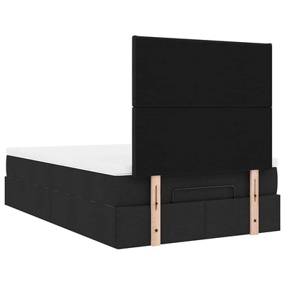 Ottoman Bed with Mattress Black King Single Fabric