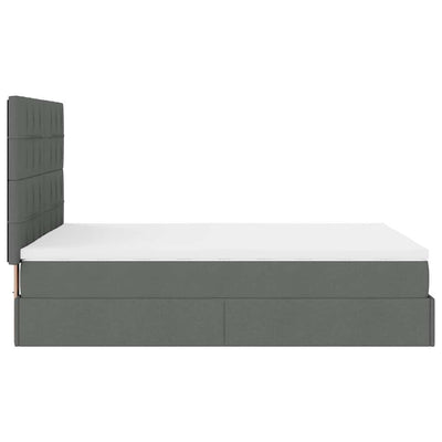 Ottoman Bed with Mattress Dark Grey Queen Fabric