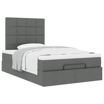 Ottoman Bed with Mattress Dark Grey King Single Fabric