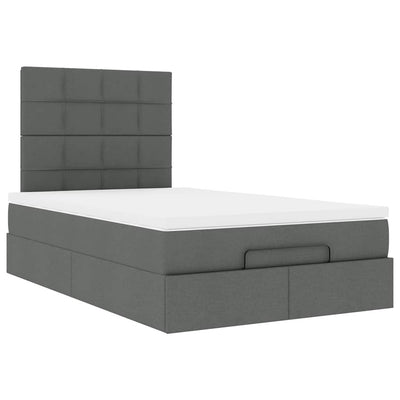 Ottoman Bed with Mattress Dark Grey King Single Fabric