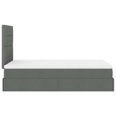 Ottoman Bed with Mattress Dark Grey King Single Fabric