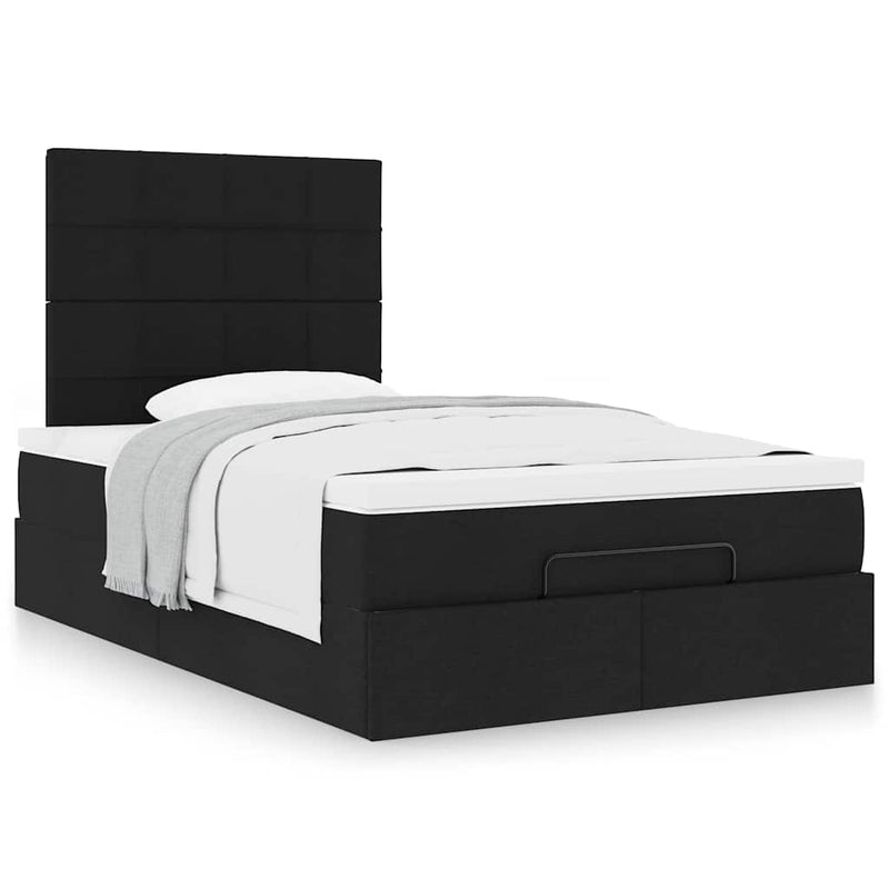 Ottoman Bed with Mattress Black King Single Fabric