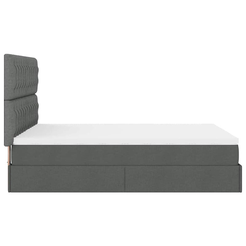 Ottoman Bed with Mattress Dark Grey Queen Fabric