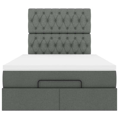 Ottoman Bed with Mattress Dark Grey King Single Fabric