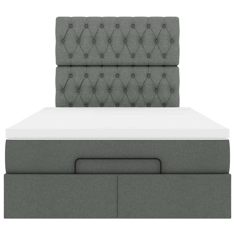 Ottoman Bed with Mattress Dark Grey King Single Fabric