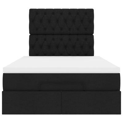 Ottoman Bed with Mattress Black King Single Fabric