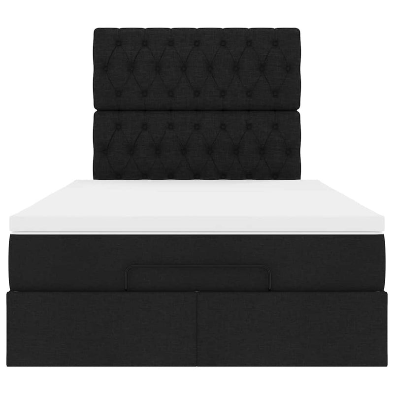 Ottoman Bed with Mattress Black King Single Fabric