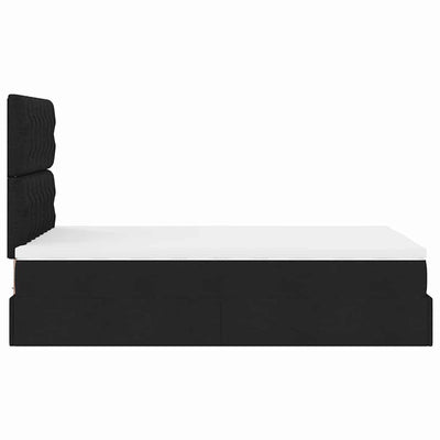 Ottoman Bed with Mattress Black King Single Fabric