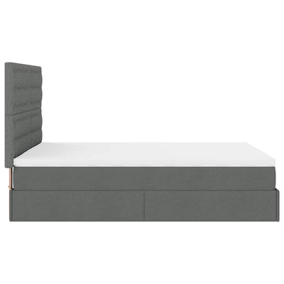 Ottoman Bed with Mattress Dark Grey Double Fabric