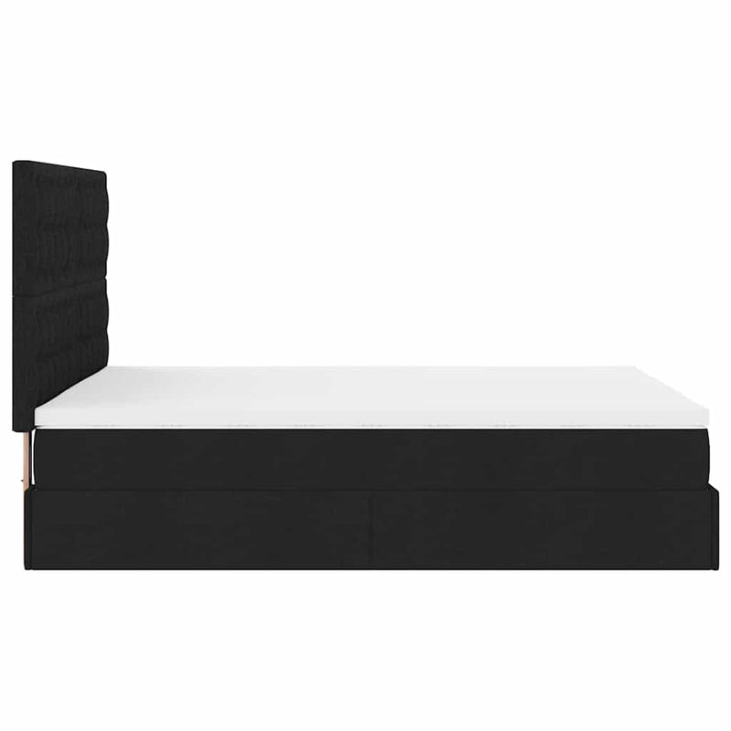 Ottoman Bed with Mattress Black Double Fabric