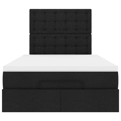 Ottoman Bed with Mattress Black King Single Fabric