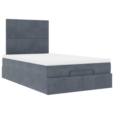 Ottoman Bed with Mattresses Dark Grey King Single Velvet