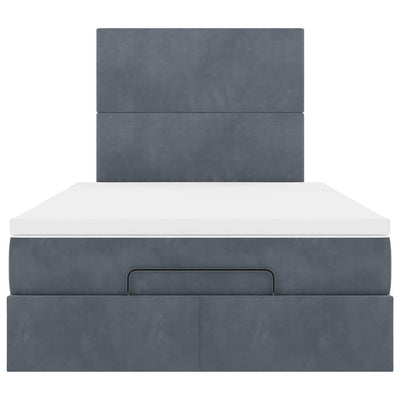 Ottoman Bed with Mattresses Dark Grey King Single Velvet