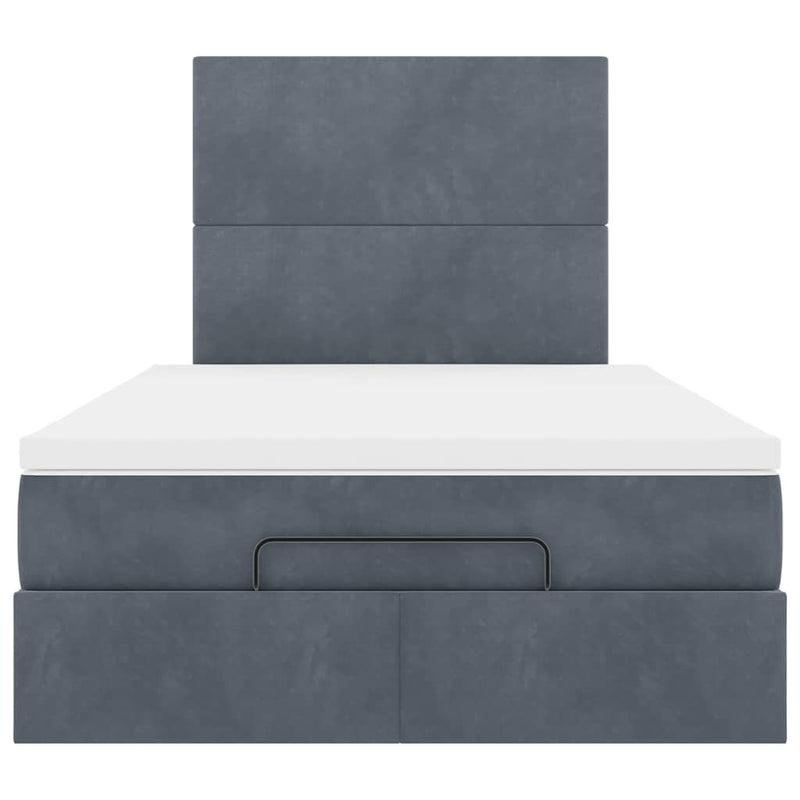 Ottoman Bed with Mattresses Dark Grey King Single Velvet