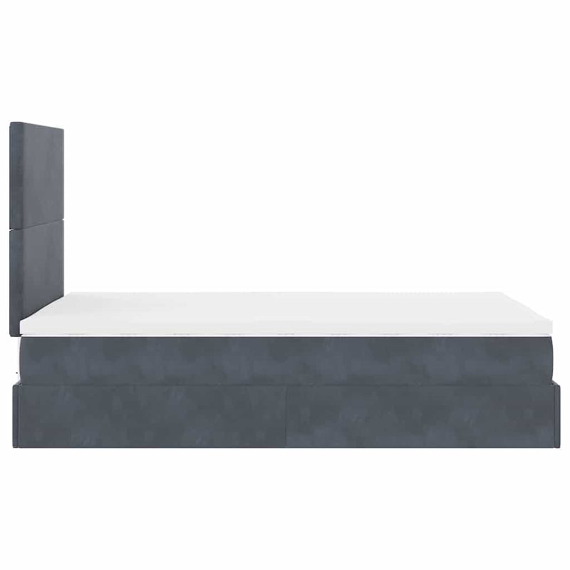 Ottoman Bed with Mattresses Dark Grey King Single Velvet