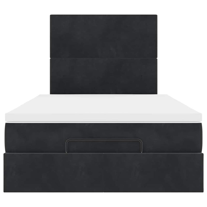 Ottoman Bed with Mattresses Black King Single Velvet