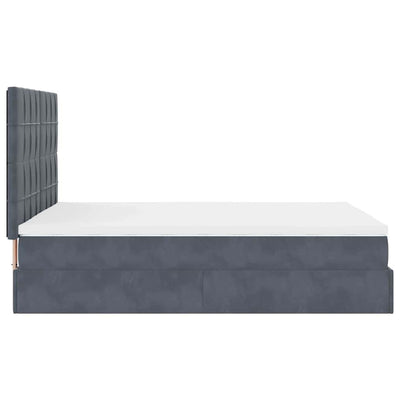 Ottoman Bed with Mattresses Dark Grey Queen Velvet