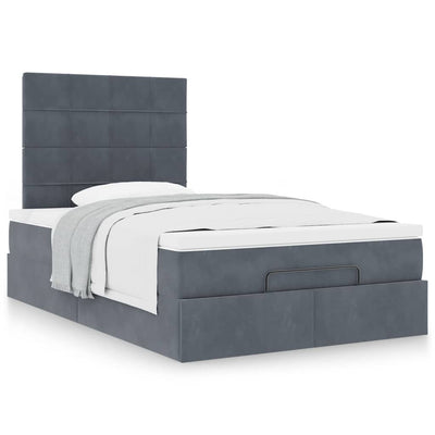 Ottoman Bed with Mattresses Dark Grey King Single Velvet